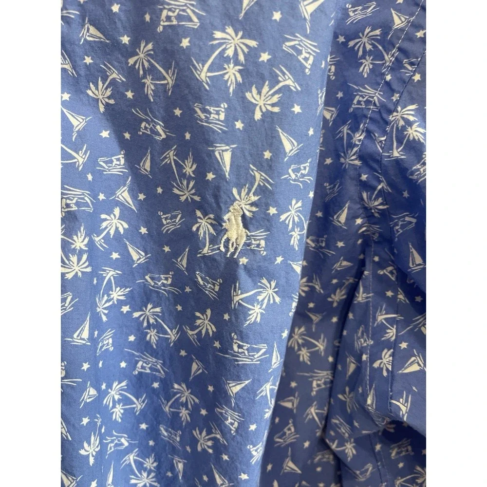 Ralph Lauren Classic fit Shirt XL Button Front Coastal Nautical All Over Print